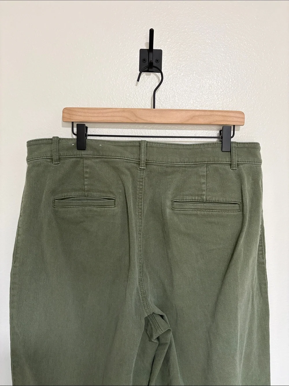 Ann Taylor LOFT The Palmer Wide Leg High Rise Twill Trouser Pant Green 14 - Picture 7 of 10